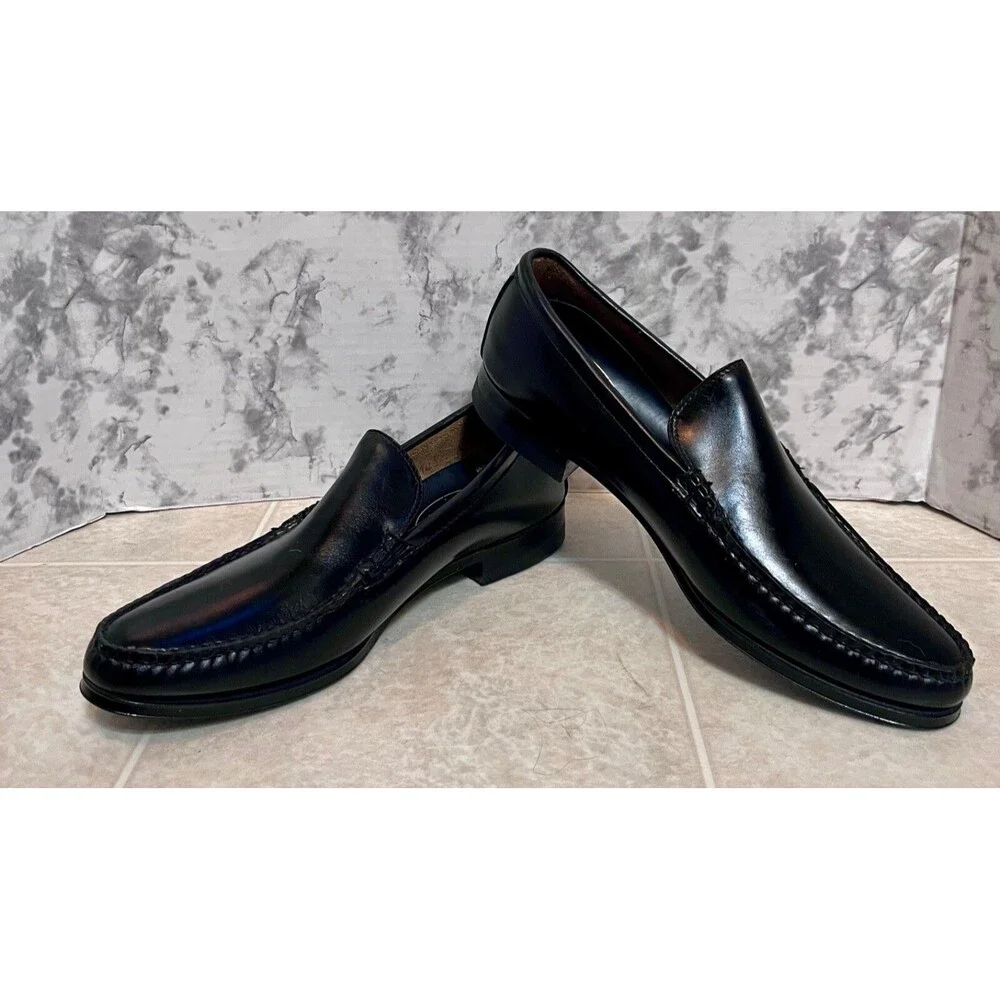 VTG Biltrite Crown Handsewn Leather Dress Loafers Mens 9.5B Black Prom Wedding